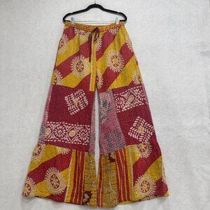 Patchwork Wide Leg Pants in Red & Yellow